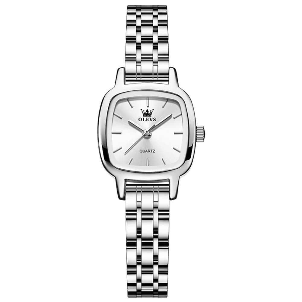 OLEVS 5675 Petite Square Watch Vintage Dress Stainless Steel Bracelet Quartz Timepiece for Women - Olevs Watch Store