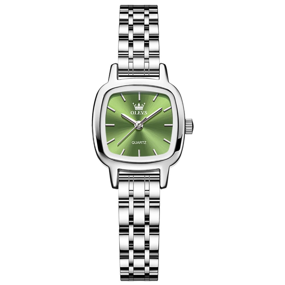 OLEVS 5675 Petite Square Watch Vintage Dress Stainless Steel Bracelet Quartz Timepiece for Women - Olevs Watch Store