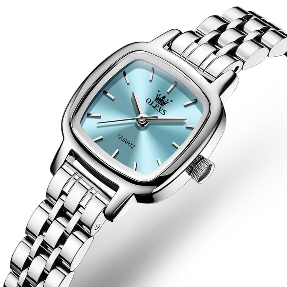 OLEVS 5675 Petite Square Watch Vintage Dress Stainless Steel Bracelet Quartz Timepiece for Women - Olevs Watch Store