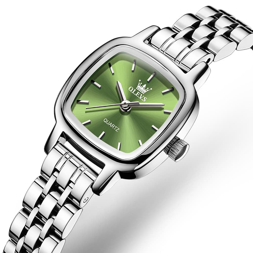 OLEVS 5675 Petite Square Watch Vintage Dress Stainless Steel Bracelet Quartz Timepiece for Women - Olevs Watch Store