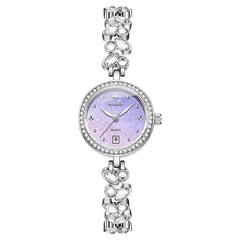 OLEVS 5679 Crystal Cluster Bracelet Watch Zircon Bezel Date Quartz Jewelry Timepiece for Women - Olevs Watch Store