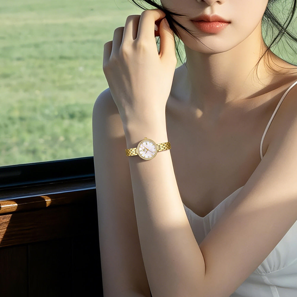 Gold White wrist view - OLEVS 5689
