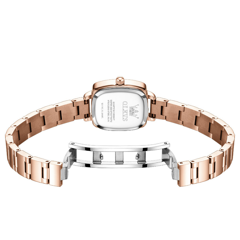 Quartz watch caseback and open butterfly clasp - OLEVS 5695