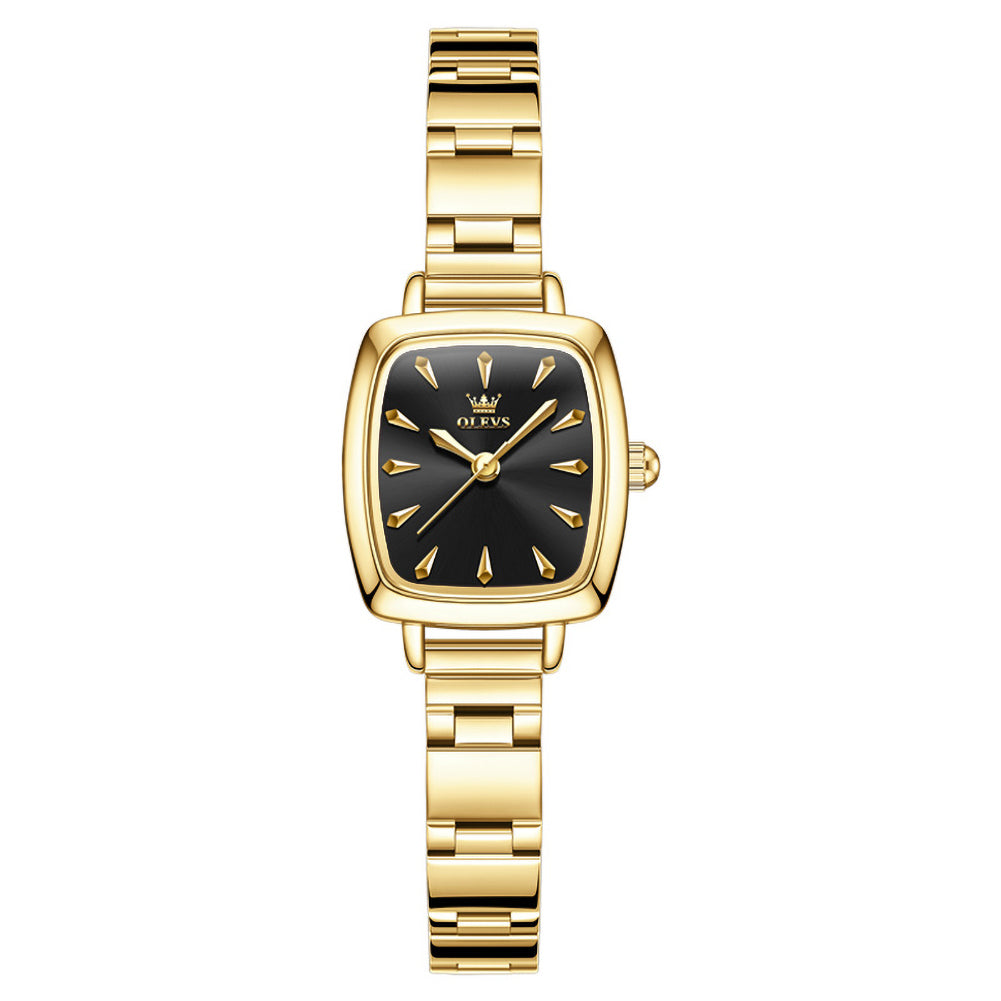 Gold tone bracelet with black dial front - OLEVS 5695