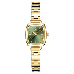 Gold tone bracelet with green dial front - OLEVS 5695