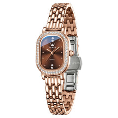 Stainless Steel Rose Gold Brown front - OLEVS 5697