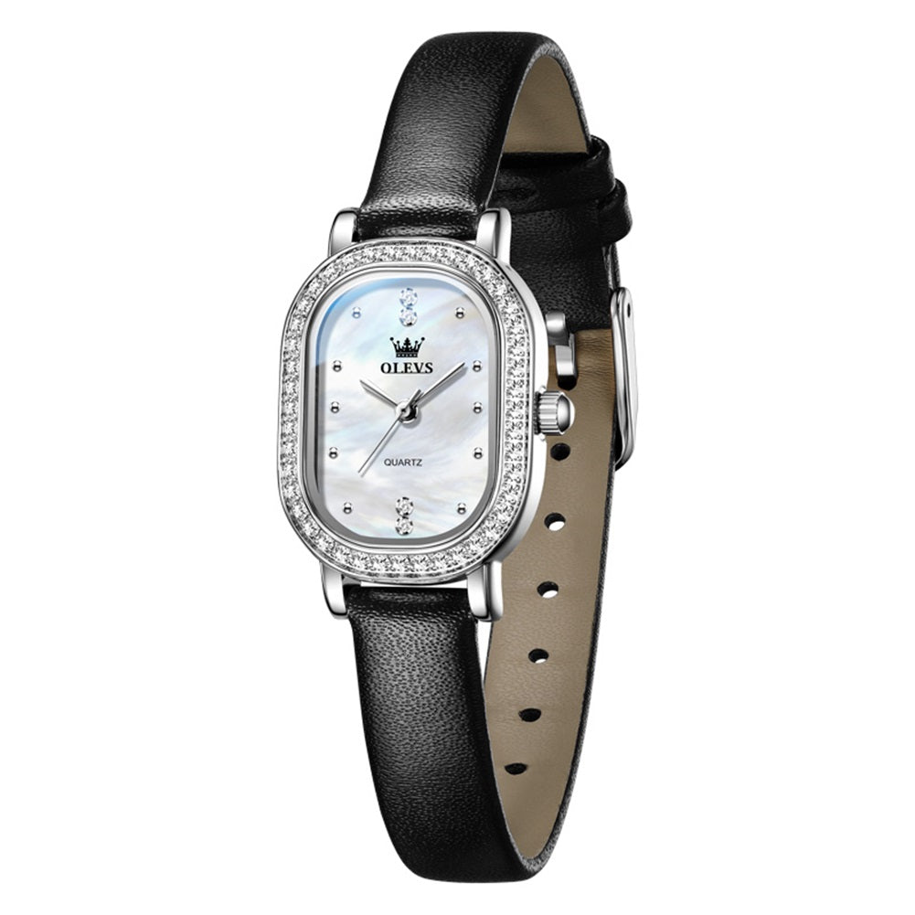 Leather Silver White front - OLEVS 5697