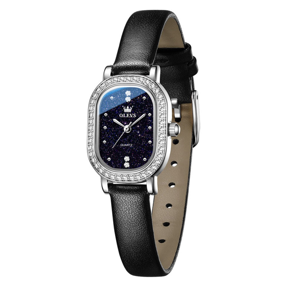 Leather Silver Blue front - OLEVS 5697