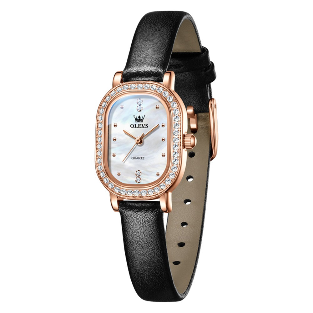 Leather Rose Gold White front - OLEVS 5697