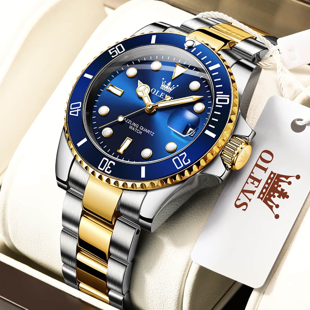 OLEVS 5885 Classic Luxury Dive Style Watch for Men - All Gold Watch | Olevs Watch Store