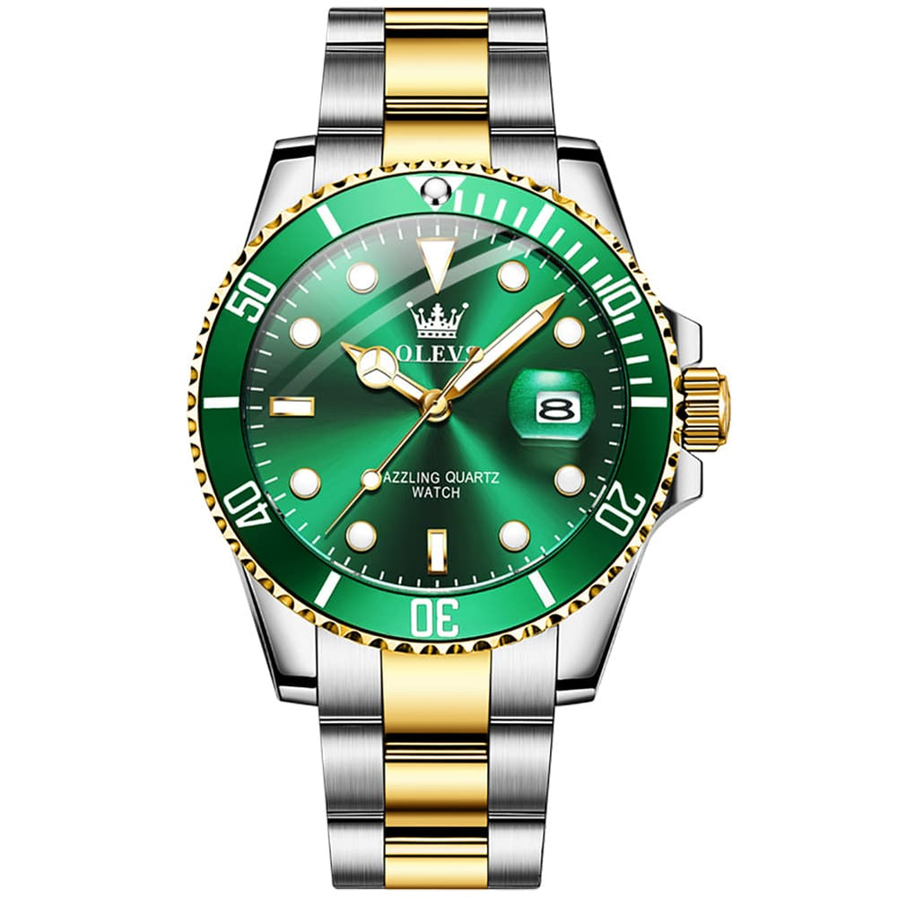 OLEVS 5885 Classic Luxury Dive Style Watch for Men - All Gold Watch | Olevs Watch Store