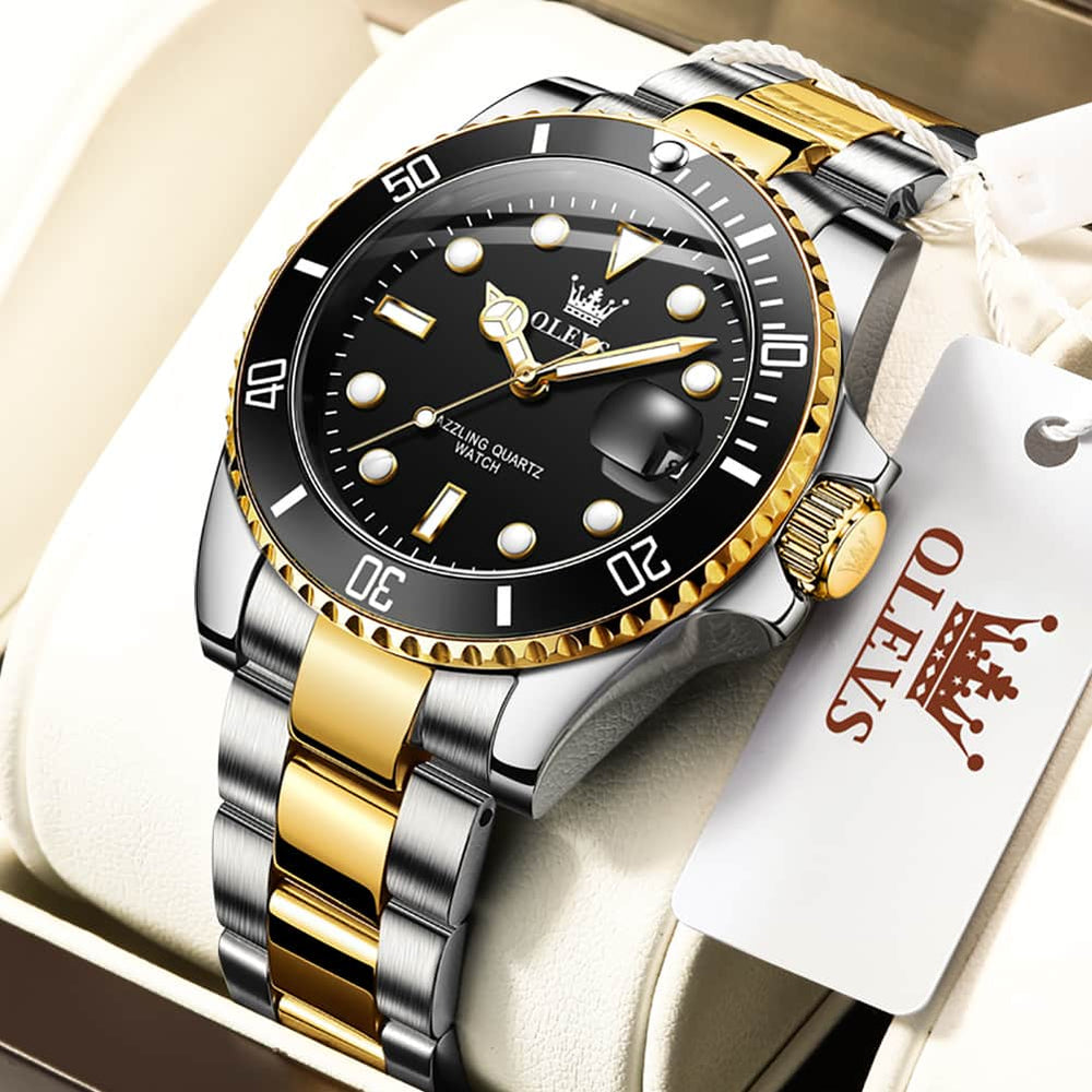 OLEVS 5885 Classic Luxury Dive Style Watch for Men - All Gold Watch | Olevs Watch Store