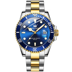 OLEVS 5885 Classic Luxury Dive Style Watch for Men - Two-Tone Blue Watch | Olevs Watch Store
