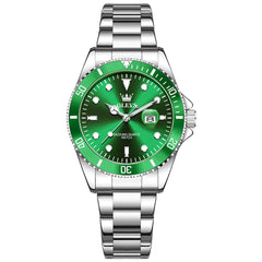 OLEVS 5885 Sporty Chic Luxury Dive Style Watch for Women - Emerald Green Watch | Olevs Watch Store