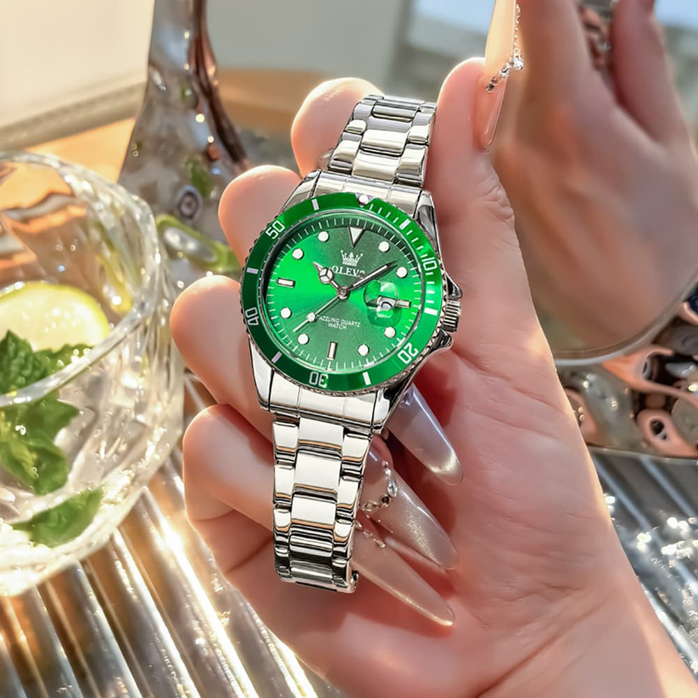 OLEVS 5885 Sporty Chic Luxury Dive Style Watch for Women - Mint Blue Watch | Olevs Watch Store