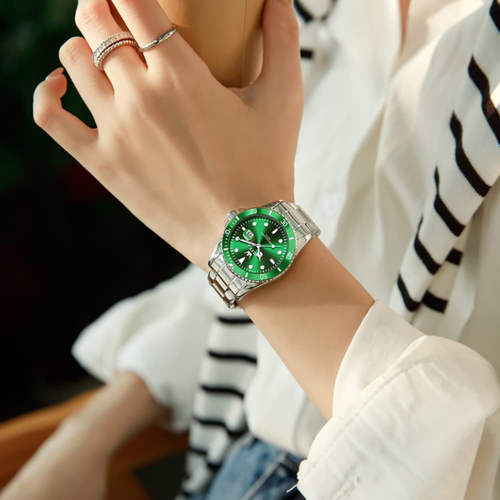 OLEVS 5885 Sporty Chic Luxury Dive Style Watch for Women - Mint Blue Watch | Olevs Watch Store