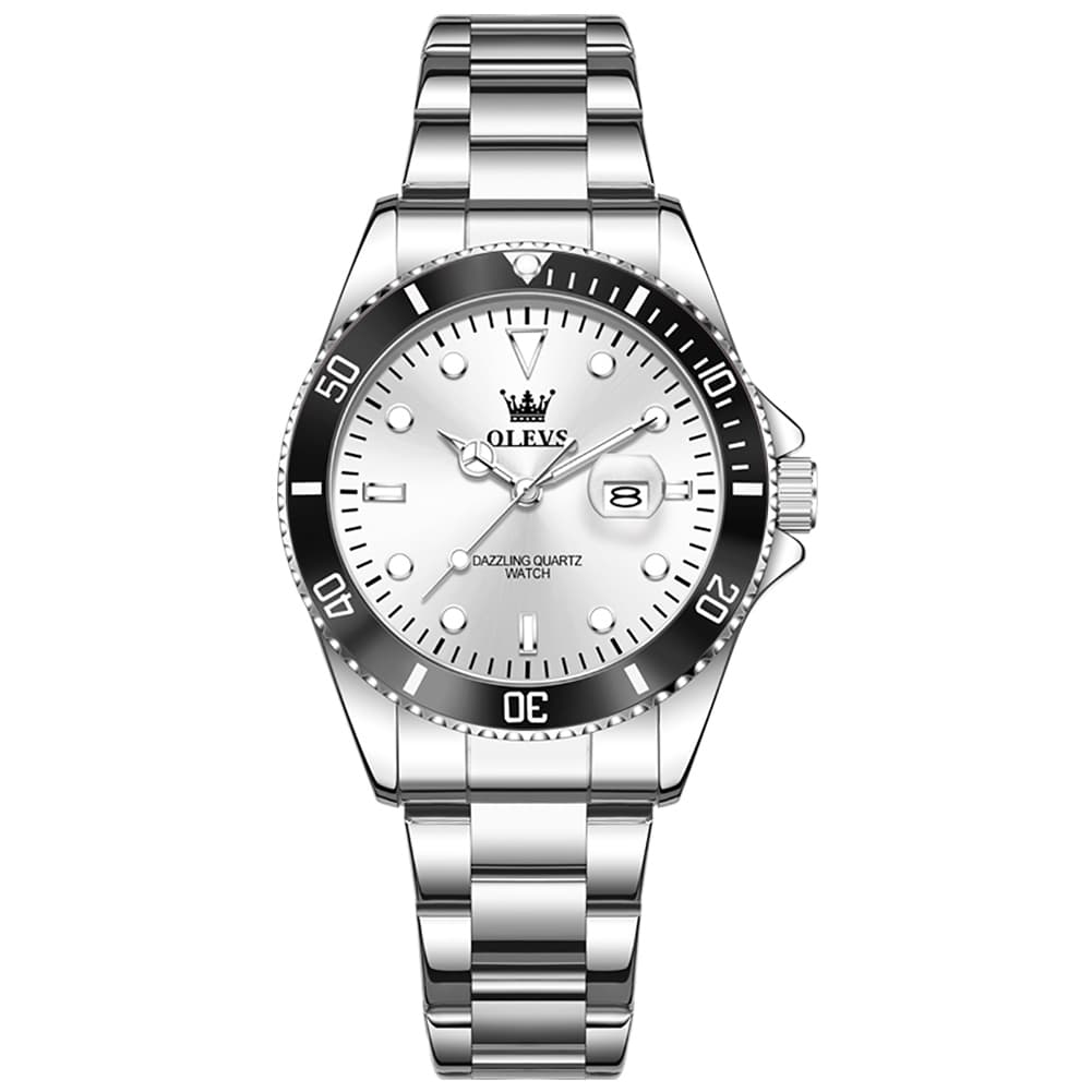 OLEVS 5885 Sporty Chic Luxury Dive Style Watch for Women - Silver White Watch | Olevs Watch Store