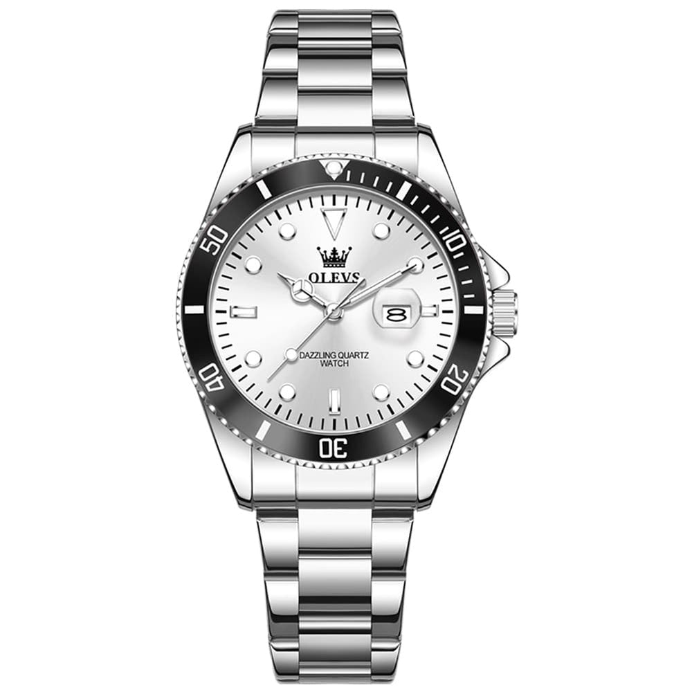 OLEVS 5885 Sporty Chic Luxury Dive Style Watch for Women - Silver White Watch | Olevs Watch Store