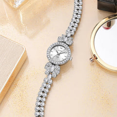 OLEVS 5887 Bow Knot Diamond Bracelet Watch Silver Zirconia Quartz Jewelry Timepiece for Women -Silver White Olevs Watch Store
