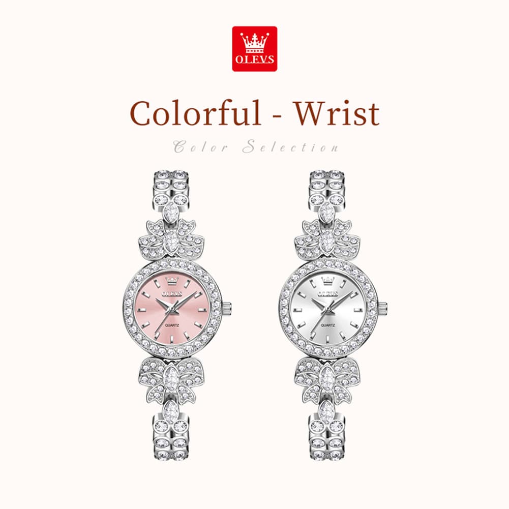 OLEVS 5887 Bow Knot Diamond Bracelet Watch Silver Zirconia Quartz Jewelry Timepiece for Women -Silver White Olevs Watch Store