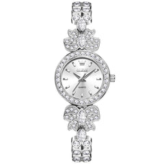 OLEVS 5887 Bow Knot Diamond Bracelet Watch Silver Zirconia Quartz Jewelry Timepiece for Women -Silver White Olevs Watch Store