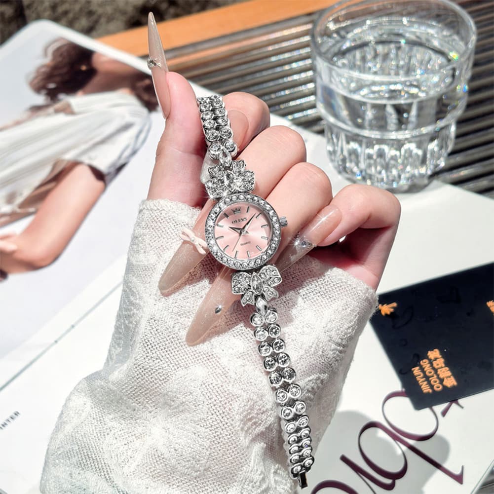 OLEVS 5887 Bow Knot Diamond Bracelet Watch Silver Zirconia Quartz Jewelry Timepiece for Women -Silver White Olevs Watch Store