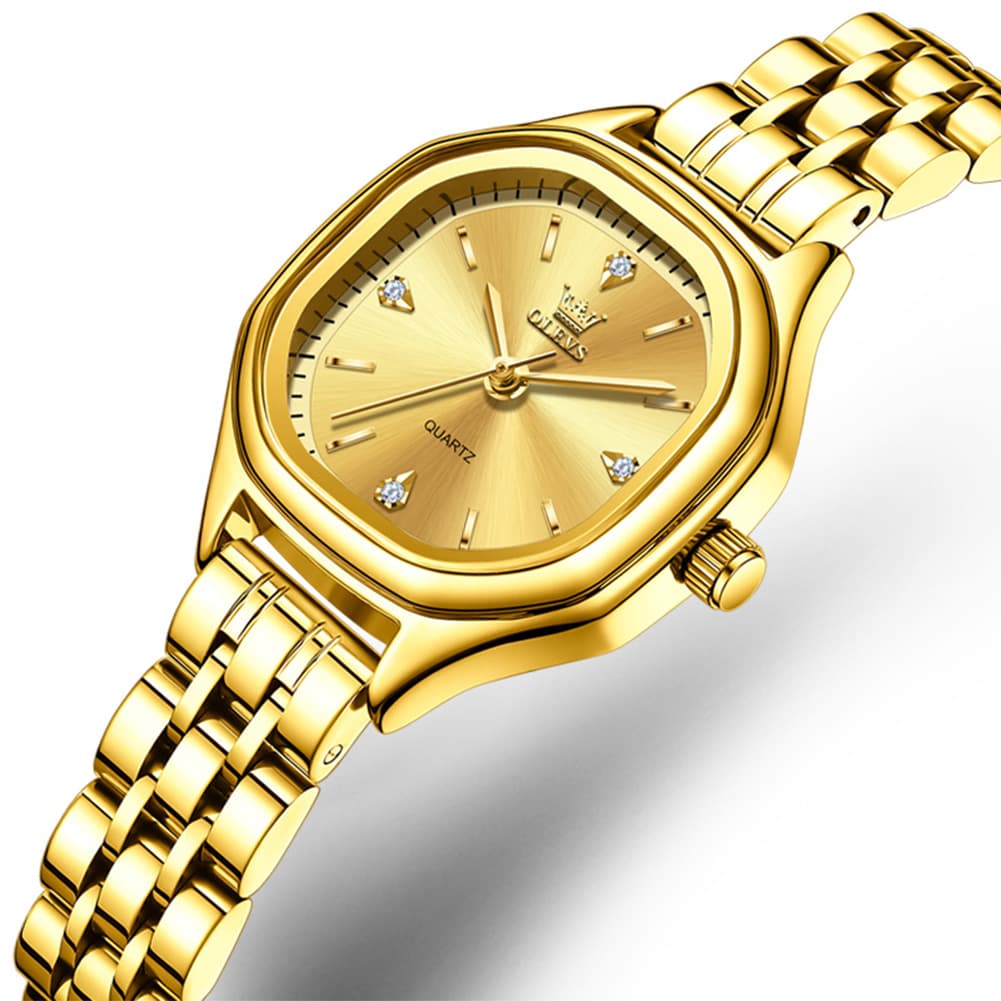 OLEVS 5888 Petite Square Watch Vintage Diamond Accent Stainless Steel Bracelet Quartz Timepiece for Women - Olevs Watch Store