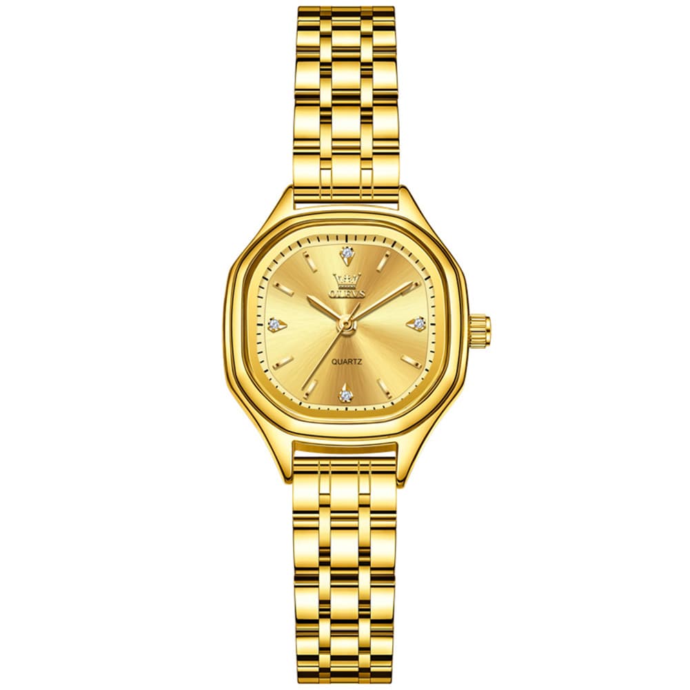 OLEVS 5888 Petite Square Watch Vintage Diamond Accent Stainless Steel Bracelet Quartz Timepiece for Women - Olevs Watch Store