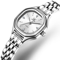 OLEVS 5888 Petite Square Watch Vintage Diamond Accent Stainless Steel Bracelet Quartz Timepiece for Women - Olevs Watch Store