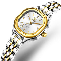 OLEVS 5888 Petite Square Watch Vintage Diamond Accent Stainless Steel Bracelet Quartz Timepiece for Women - Olevs Watch Store