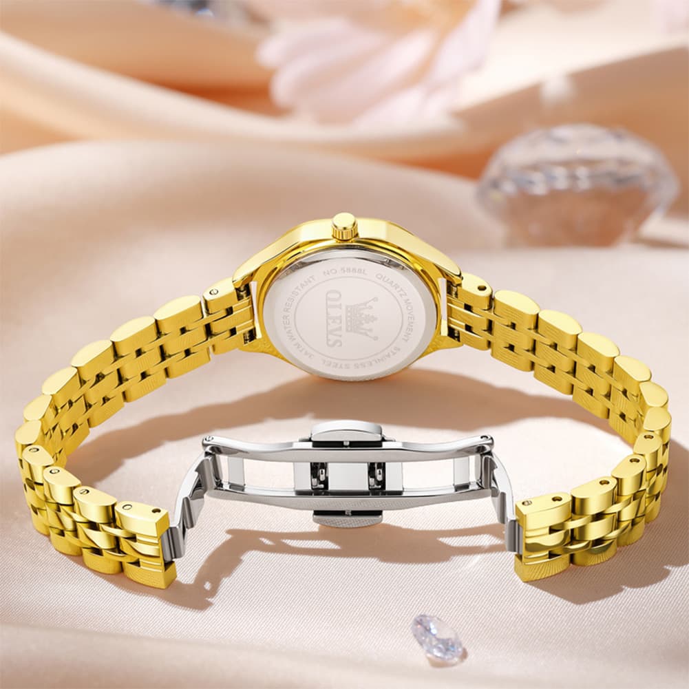 OLEVS 5888 Petite Square Watch Vintage Diamond Accent Stainless Steel Bracelet Quartz Timepiece for Women - Olevs Watch Store