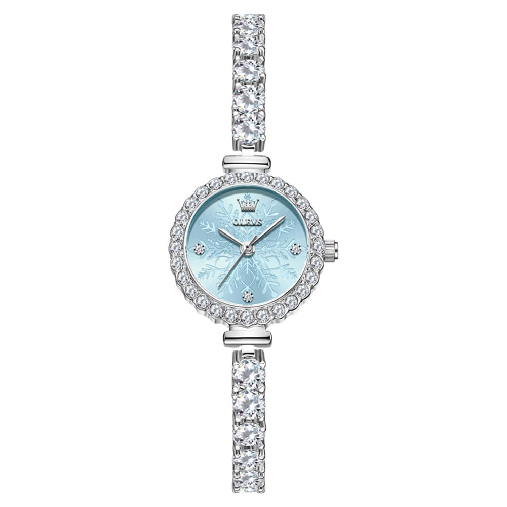 OLEVS 5889 Diamond Tennis Bracelet Watch Dainty 5mm Zircon Bezel Quartz Jewelry Timepiece for Women - Olevs Watch Store