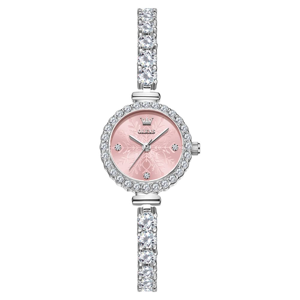 OLEVS 5889 Diamond Tennis Bracelet Watch Dainty 5mm Zircon Bezel Quartz Jewelry Timepiece for Women - Olevs Watch Store