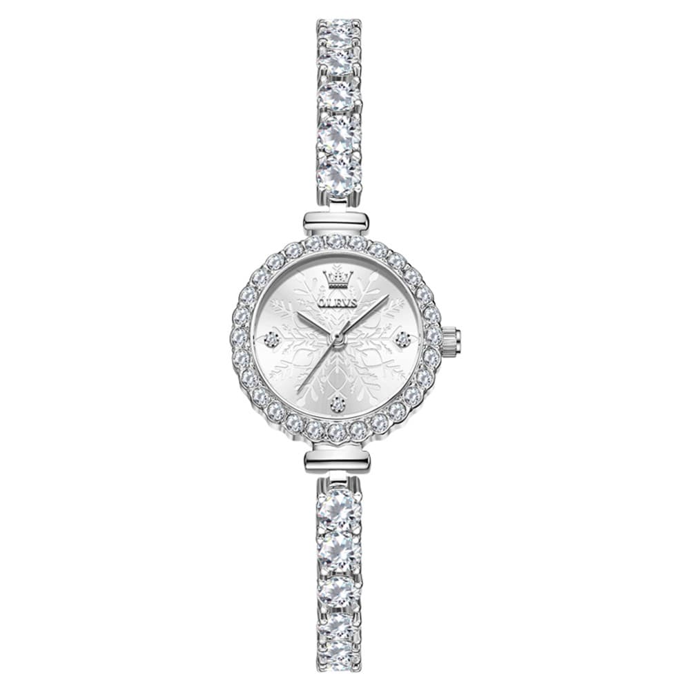 OLEVS 5889 Diamond Tennis Bracelet Watch Dainty 5mm Zircon Bezel Quartz Jewelry Timepiece for Women - Olevs Watch Store
