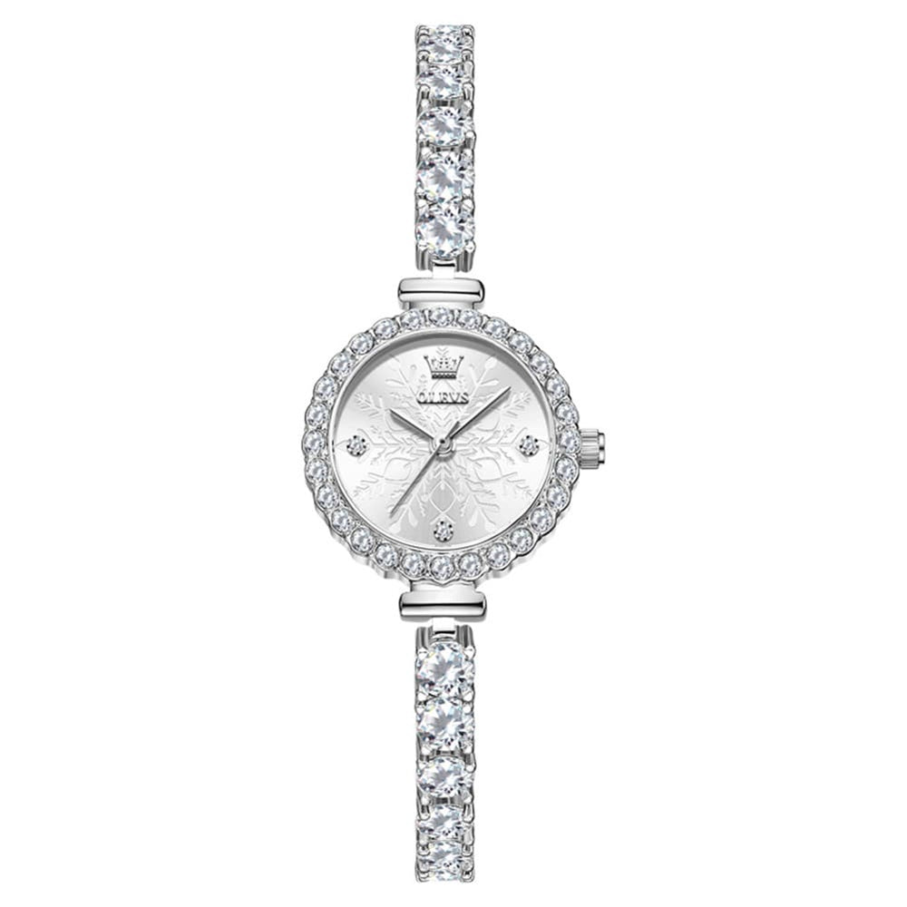 OLEVS 5889 Diamond Tennis Bracelet Watch Dainty 5mm Zircon Bezel Quartz Jewelry Timepiece for Women - Olevs Watch Store