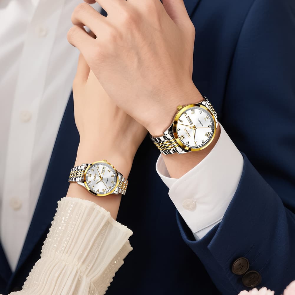 OLEVS 6602 Automatic Mechanical Couples Watch for Men Women - silver gray Watch | Olevs Watch Store