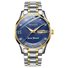 OLEVS 6603 Classic Automatic Mechanical Diamond Watch for Men - Two-Tone Blue Watch | Olevs Watch Store