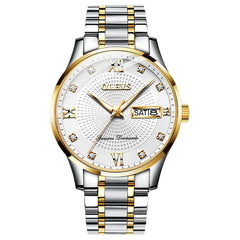 OLEVS 6603 Classic Automatic Mechanical Diamond Watch for Men - Two-Tone White Watch | Olevs Watch Store