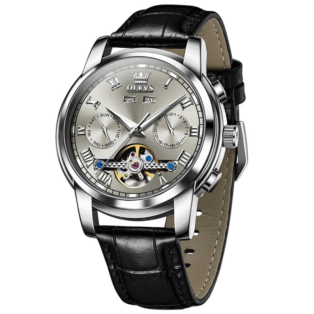 OLEVS 6607 Automatic Mechanical Tourbillon Design Watch for Men - Grey Watch | Olevs Watch Store