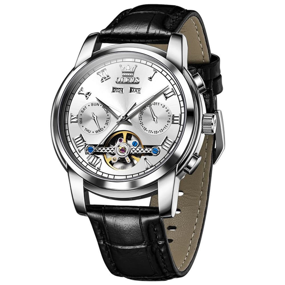 OLEVS 6607 Automatic Mechanical Tourbillon Design Watch for Men - White Watch | Olevs Watch Store