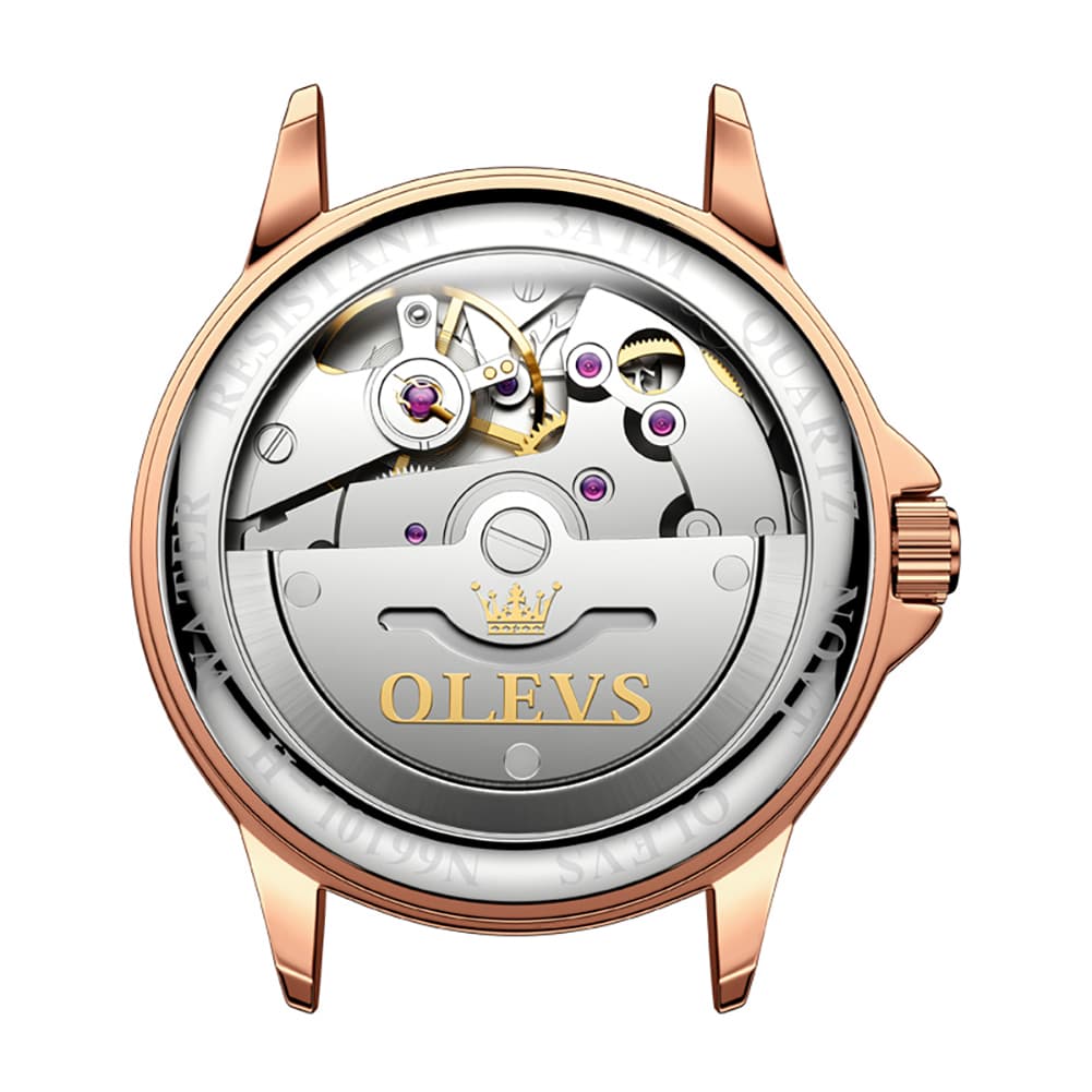 OLEVS 6610 Automatic Mechanical Ceramic Dragonfly Watch for Women - Rose Gold Red Watch | Olevs Watch Store