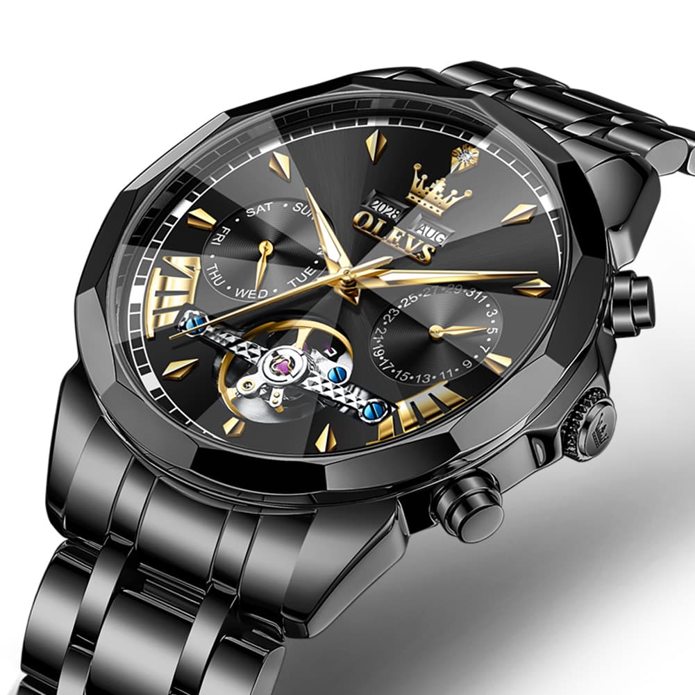 OLEVS 6619 Skeleton Mechanical Watch for Men - Silver White Watch | Olevs Watch Store