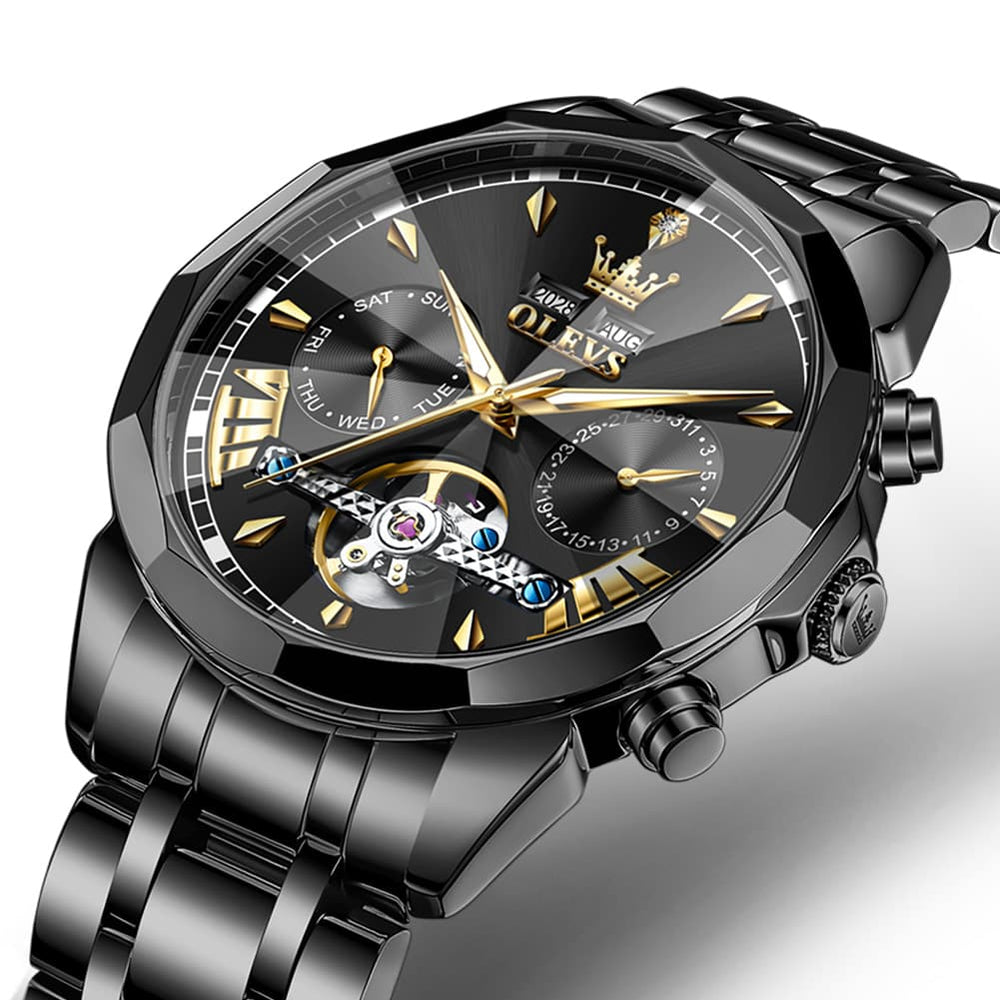 OLEVS 6619 Skeleton Mechanical Watch for Men - Silver White Watch | Olevs Watch Store