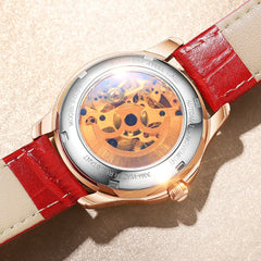 OLEVS 6622 Butterfly Skeleton Mechanical Watch for Women - White Leather Watch | Olevs Watch Store