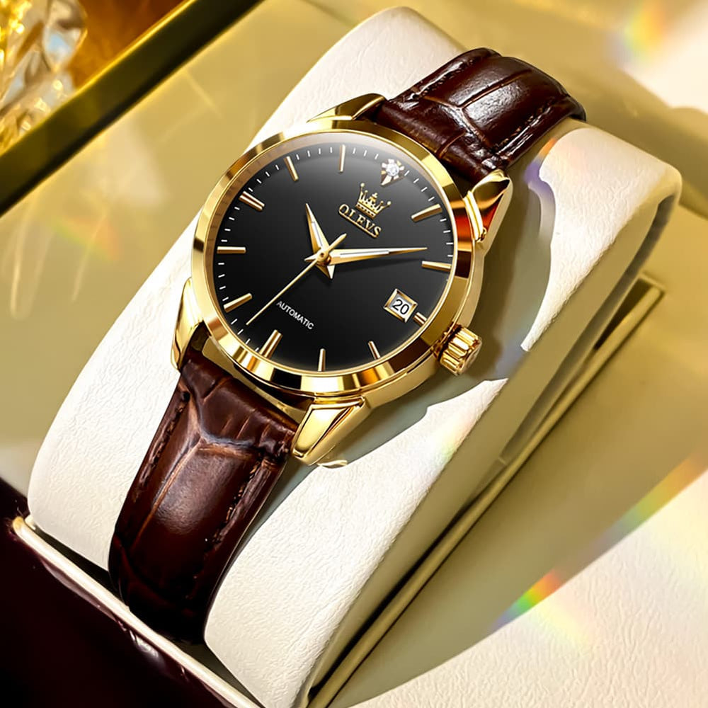 OLEVS 6629 Petite Minimalist Mechanical Watch for Women - Gold White Watch | Olevs Watch Store
