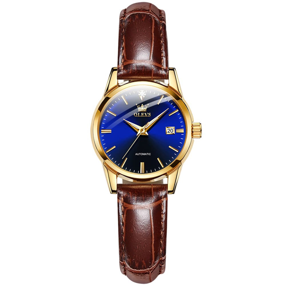OLEVS 6629 Petite Minimalist Mechanical Watch for Women - Gold White Watch | Olevs Watch Store