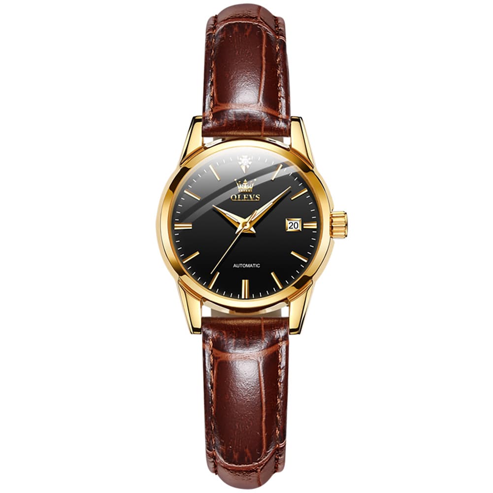 OLEVS 6629 Petite Minimalist Mechanical Watch for Women - Gold White Watch | Olevs Watch Store