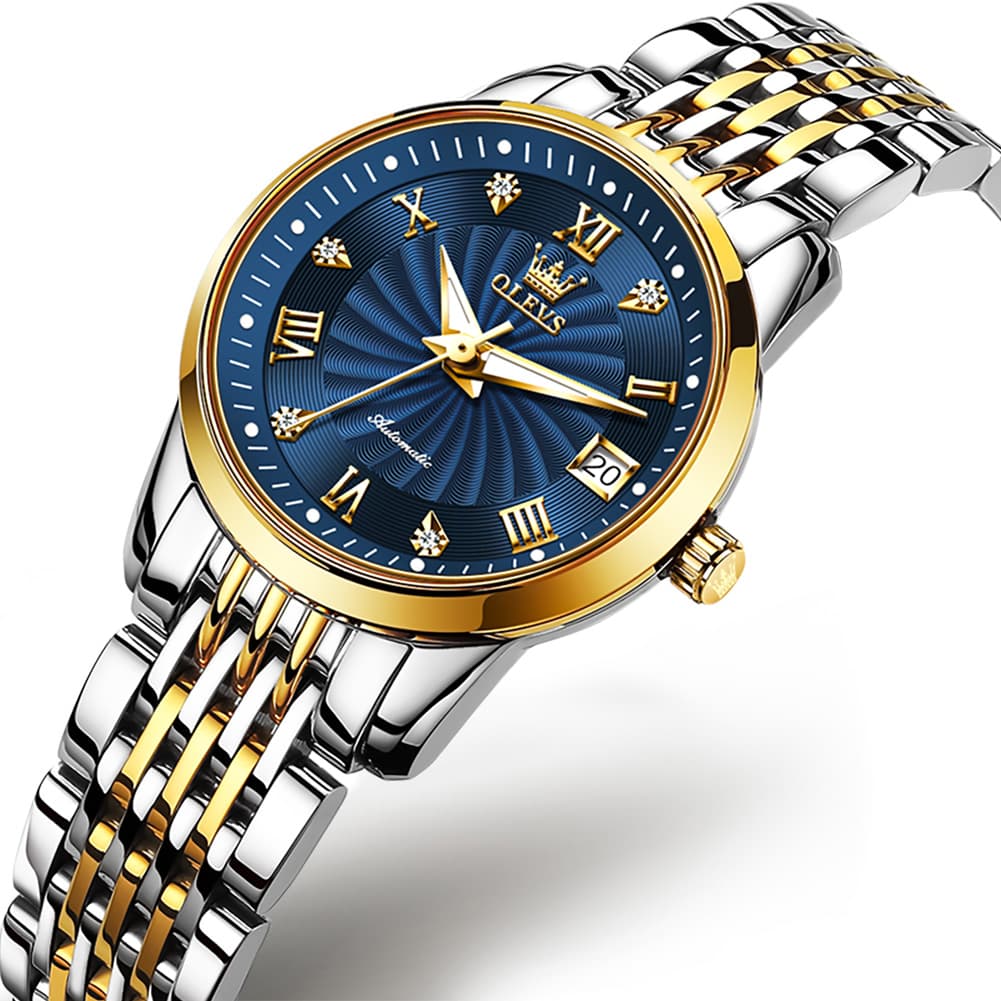 OLEVS 6630 Petite Sunburst Mechanical Watch for Women - All Gold Watch | Olevs Watch Store