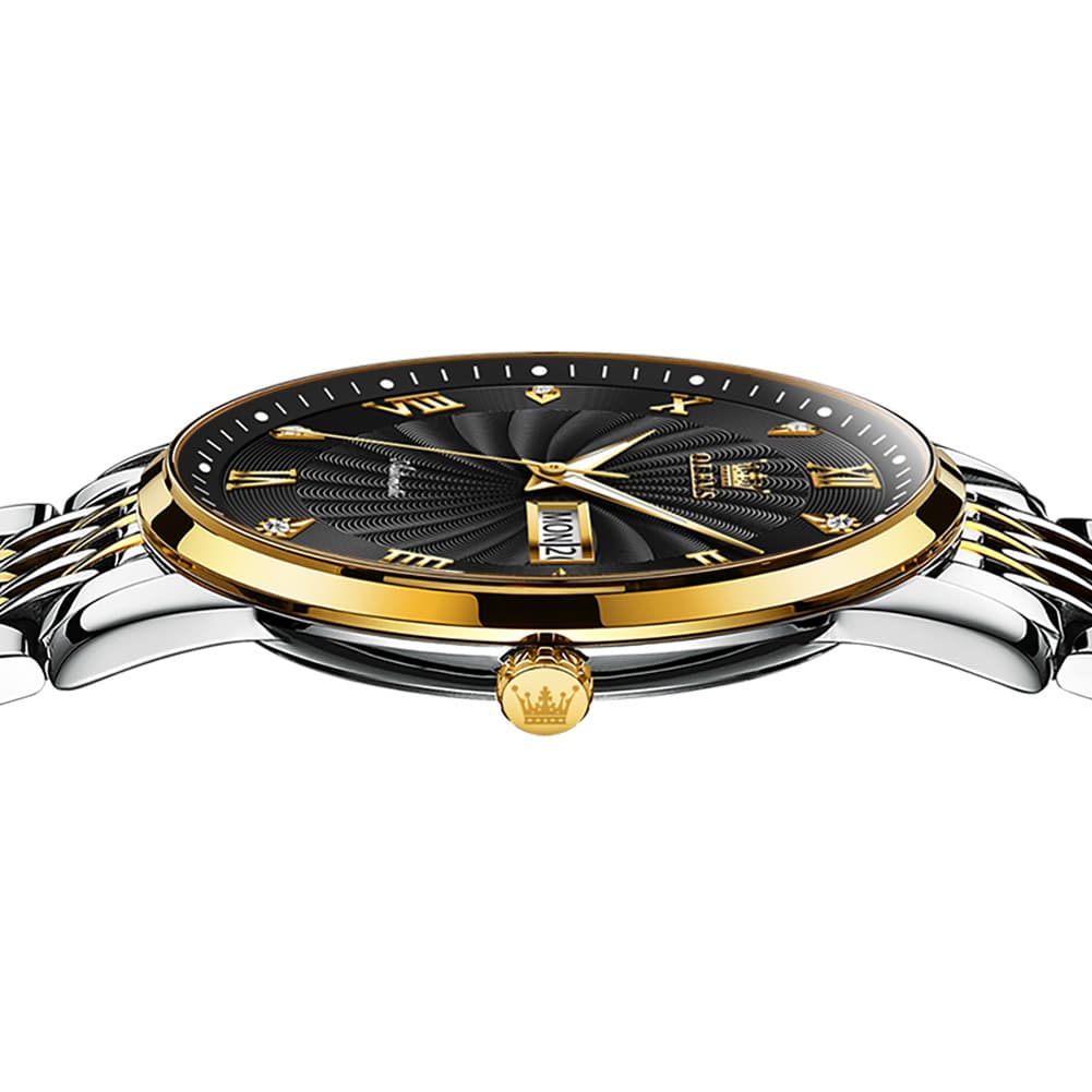 OLEVS 6630 Sunburst Dial Mechanical Watch for Men - Two Tone Gray Watch | Olevs Watch Store