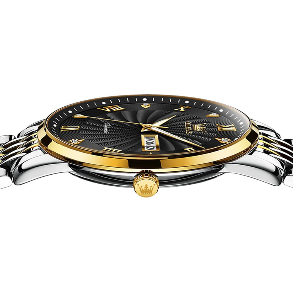 OLEVS 6630 Sunburst Dial Mechanical Watch for Men - Two Tone Gray Watch | Olevs Watch Store